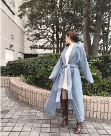 SNIDEL 벨트 롱 코트 블루