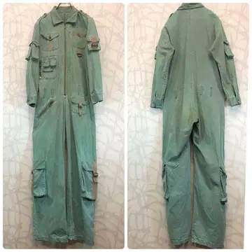 플라이트 자켓 작업복 그린 오버롤 복수 포켓 R