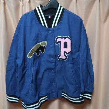 새상품 3L 사이즈 퍼슨즈 데님 와펜 바시티 자켓