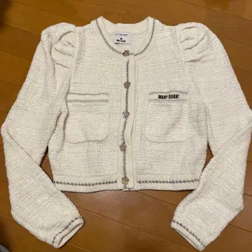 LILY BROWN x MARYQUANT 트위드 니트 가디건 화이트