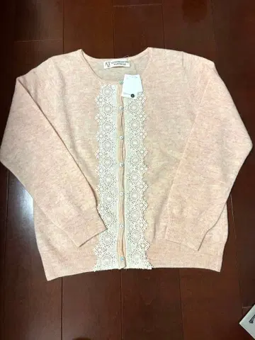 애프터눈 티 레이스 장식 핑크 긴팔 가디건 새상품