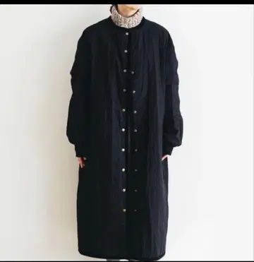 올드 맨즈 테일러 R&D.M.CO 블랙 퀼팅 롱 코트