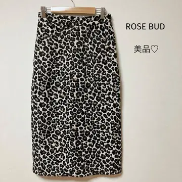 새상품급 ROSE BUD 로즈버드 표범 무늬 롱 스커트 허리밴딩 Free