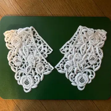 화이트 레이스 탈부착 카라 꽃무늬 자수#5672