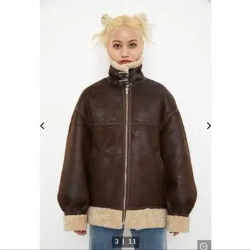 양가죽 무스탕 코트 다크 브라운