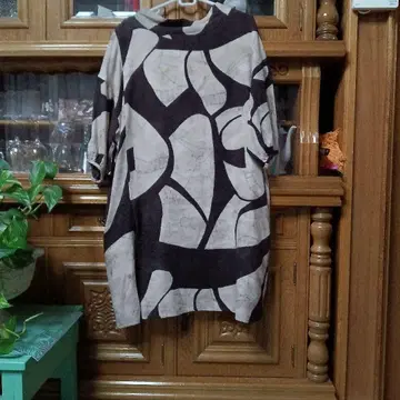 새상품급 센소유니코 이오컴이오 올 패턴 칠부 소매 원피스 40 브라운