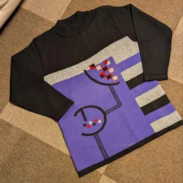 기하학 패턴 긴팔 스웨터 M 사이즈 구제 의류