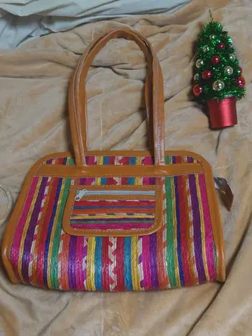 멀티 컬러 스트라이프 핸드백 멕시코 산