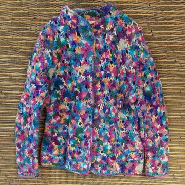 한 점 입수 손뜨개질 컬러풀 가디건 다색 프리 사진보다 어두움