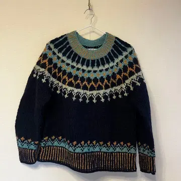 핸드메이드 울 100% 노르딕 스웨터 클리닝 완료 네이비