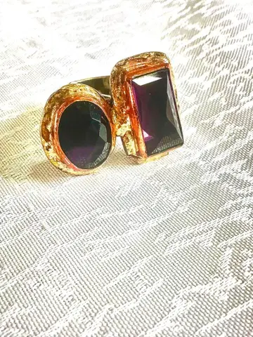 앤티크풍 2석 비쥬 반지 프리 사이즈