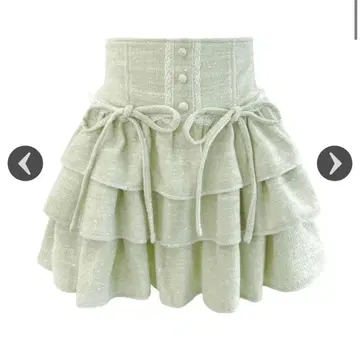 트위드 티어드 프릴 스커트 그린 허니뮤우 HONEY MEW