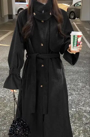 GRL 리본 벨트 포함 페이크 울 트렌치코트[k9049x]