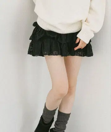 Heather 레이스 절개 프릴 미니 스커트