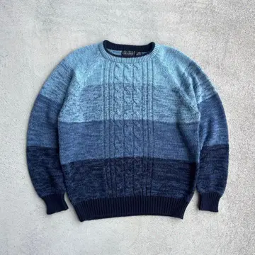 레어 90s~ 빈티지 구제 의류 그라데이션 디자인 니트 스카이블루 블루