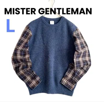 미스터 젠틀맨 이소재 절개 도킹 니트 스웨터 울 L