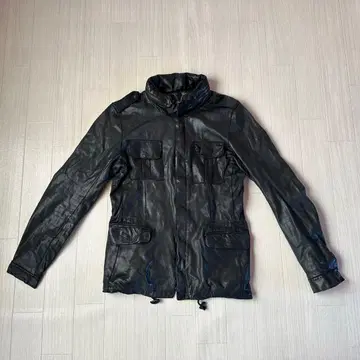 Sisii 블랙 가죽 자켓 후드 부착