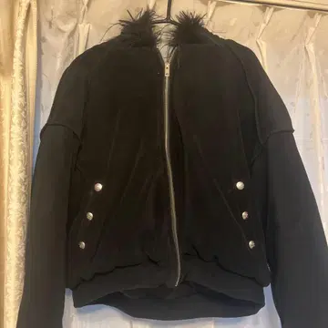 짧은 기장 퍼 자켓 블랙