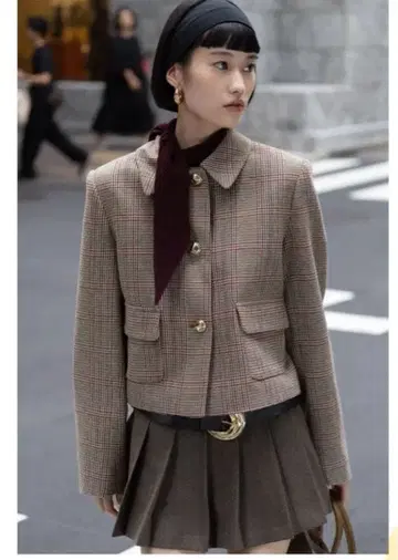 ZARA 하운드투스 패턴 숏 블레이저