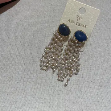 AVA CRAFT 파랑 스톤 펄 프린지 귀걸이