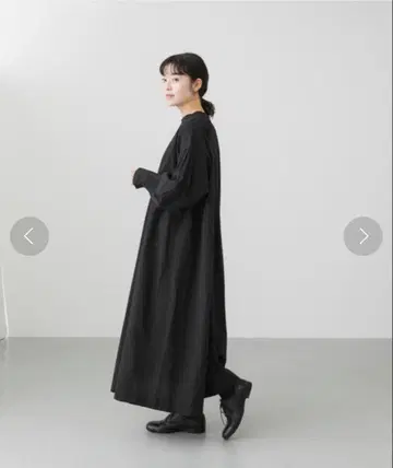 카구레 코튼 스모킹 원피스 블랙