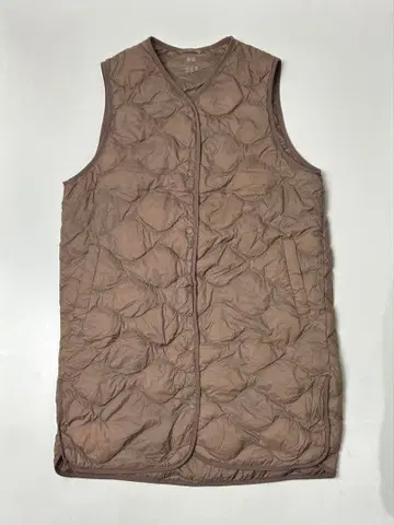 UNIQLO 베이지 울트라 라이트 다운 롱 베스트 XL 사이즈