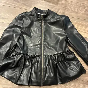 Futier Land 블랙 페플럼 가죽 자켓 S