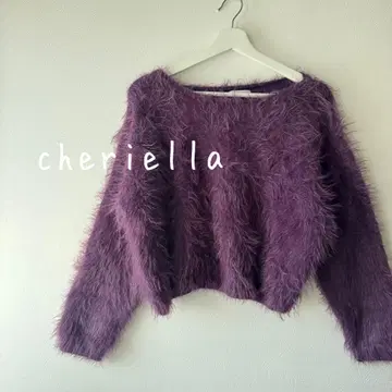 cheriella 숏 기장 샤기 니트 퍼 스타일 스웨터 퍼플