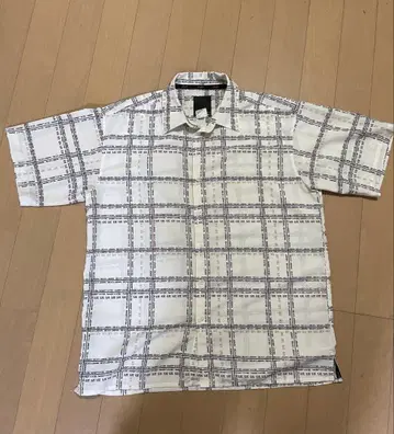 션 존 반팔 셔츠 체크 무늬 화이트 Bboy 빅 사이즈