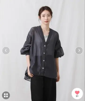 새상품 그레디 브릴리언트 시어 소매 셔링 자켓 겉옷 상의