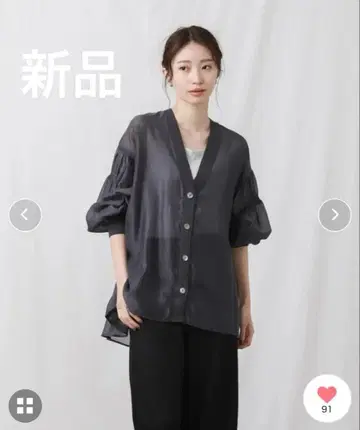 새상품 그레디 브릴리언트 시어 소매 셔링 자켓 겉옷 상의