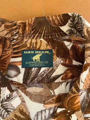 구제 HAS BEEN 하와이안 셔츠 반팔 잎 패턴 일본제