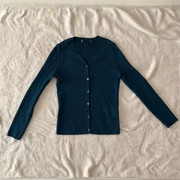 ANAYI 다크 그린 리브 울 가디건 38