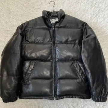 [ 컨디션 최상 ] 샷 가죽 다운 자켓 블랙 40 L 상당