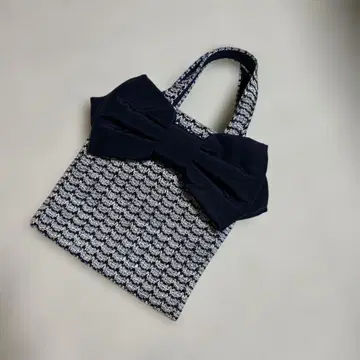 새상품 MUGUET 뮤게 트위드 리본 토트백 핸드백 블루