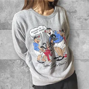 캡틴 산타 맨투맨 트레이닝복 프린트 여성용 M 그레이