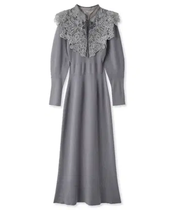 SNIDEL 자수 칼라 도킹 니트 원피스