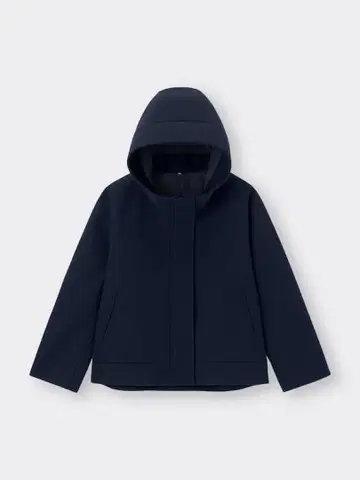 지유 GU 코지 멜톤 숏 후디 코트 네이비 M 사이즈