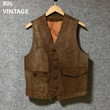 80s 빈티지 돈피 브라운 스웨이드 베스트 웨스턴