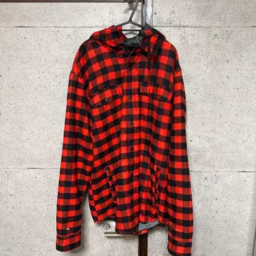 Quiksilver 후드 부착 체크 자켓 M