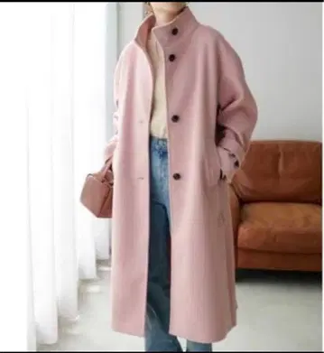 DISCOAT 롱 코트 핑크