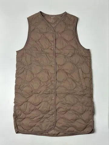 UNIQLO 베이지 울트라 라이트 다운 롱 베스트 XL 사이즈