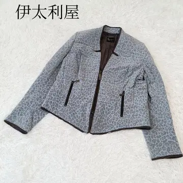 [ 이타리야 ] [ XL ] 노카라 자켓 표범 무늬 레오파드 아우터