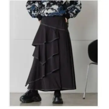 PAGEBOY 티어드 MIX 스커트 블랙