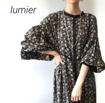 새상품급 lumier 류미에 원피스 꽃무늬 맥시 길이 볼륨 슬리브
