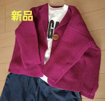 새상품 ichi 이치 카노코 편직 울 가디건 핑크