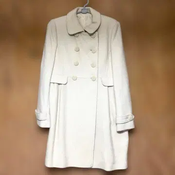 [ 여성용 M ] 아이보리 더블 브레스트 롱 코트