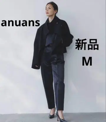 택 포함 새상품 러스터 새틴 테이퍼드 팬츠 최근 모델 네이비