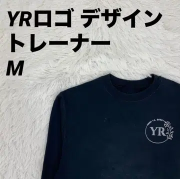 트레이닝복 맨투맨 YR 로고 디자인 블랙 M 사이즈 남성용 남녀 공용