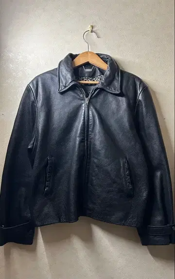 vintage 블랙 가죽 자켓 트래커 자켓